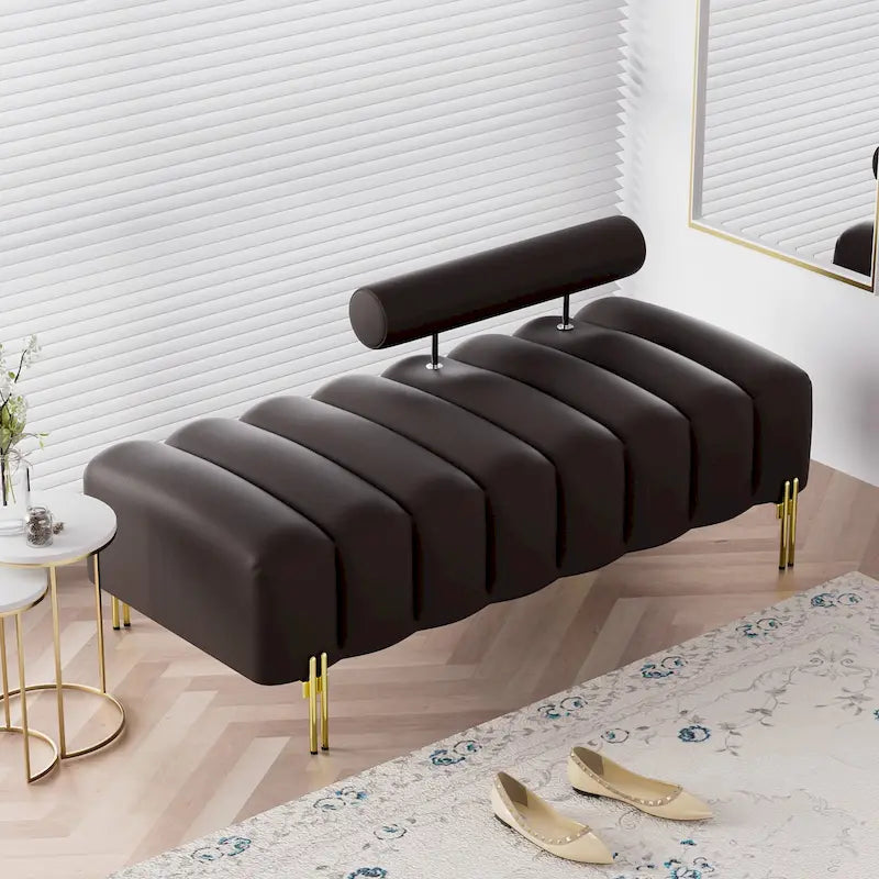 Modern Fabric Upholstered Window Bench with Adjustable Backrest, 52 in., 360 lbs