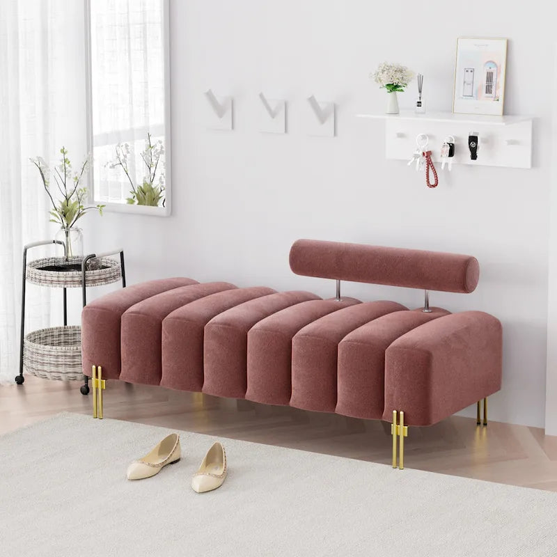 Modern Fabric Upholstered Window Bench with Adjustable Backrest, 52 in., 360 lbs