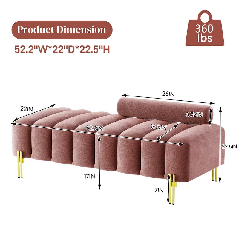 Modern Fabric Upholstered Window Bench with Adjustable Backrest, 52 in., 360 lbs