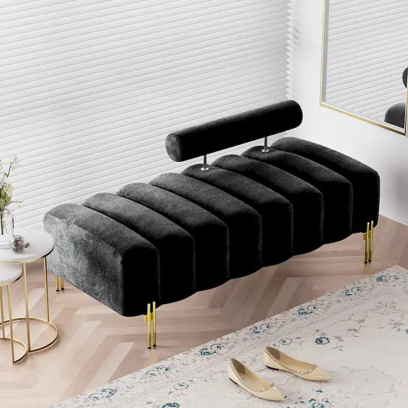 Modern Fabric Upholstered Window Bench with Adjustable Backrest, 52 in., 360 lbs