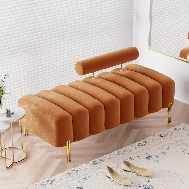 Modern Fabric Upholstered Window Bench with Adjustable Backrest, 52 in., 360 lbs