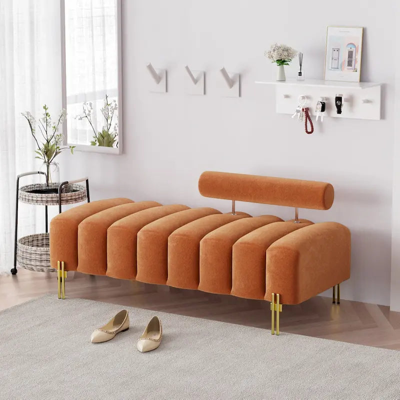Modern Fabric Upholstered Window Bench with Adjustable Backrest, 52 in., 360 lbs