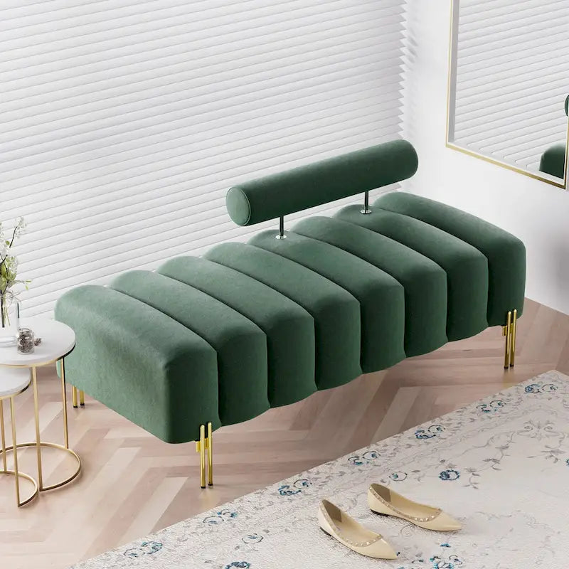 Modern Fabric Upholstered Window Bench with Adjustable Backrest, 52 in., 360 lbs
