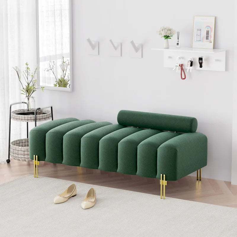 Modern Fabric Upholstered Window Bench with Adjustable Backrest, 52 in., 360 lbs