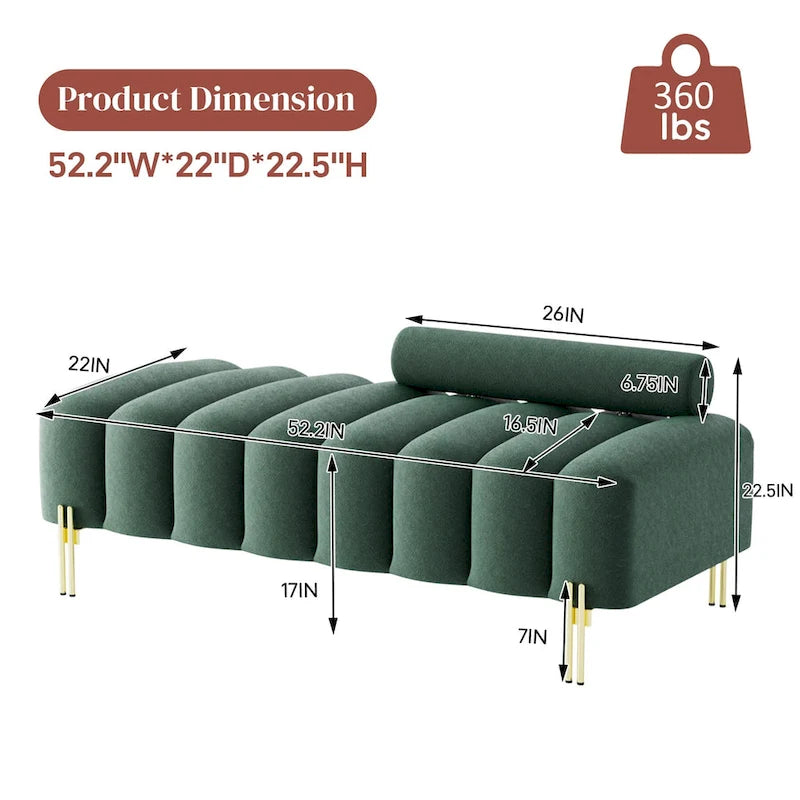 Modern Fabric Upholstered Window Bench with Adjustable Backrest, 52 in., 360 lbs