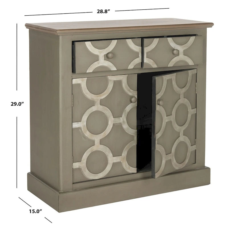 Fir Wood Storage Chest with 2 Drawers and Lower Cabinet 29W x 15D x 29H in.