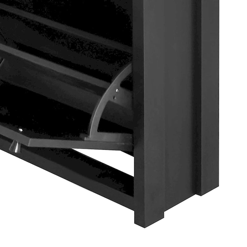Wooden Shoe Storage Cabinet with Flip Drawers and Adjustable Shelf