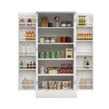 LED Kitchen Pantry Cabinet with 5-Tier Shelves and Sensor Light, White, 50 in.