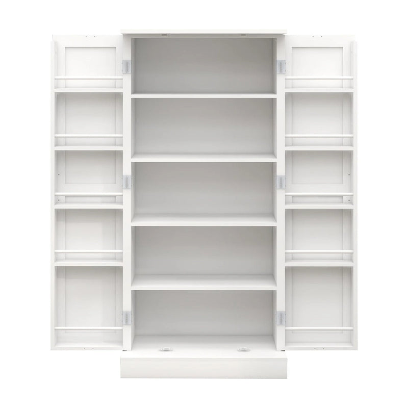 LED Kitchen Pantry Cabinet with 5-Tier Shelves and Sensor Light, White, 50 in.