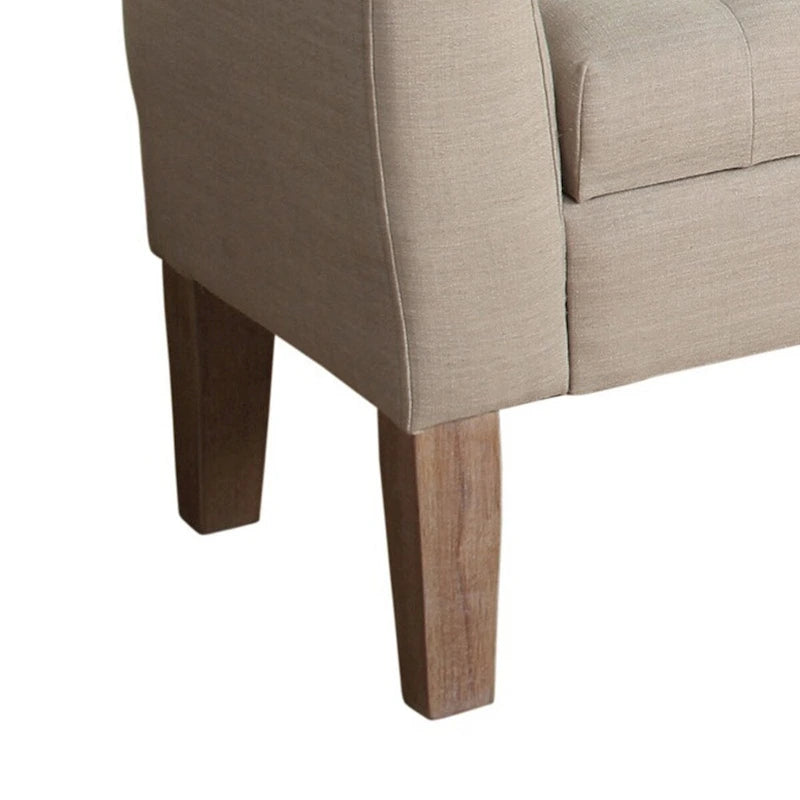Fabric Upholstered Storage Bench with Button Tufted Lift Top, Beige, 50 in.