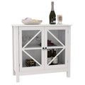 Kitchen Cabinet with 2 Glass Doors Shaker Style Tapered Legs and Ample Storage