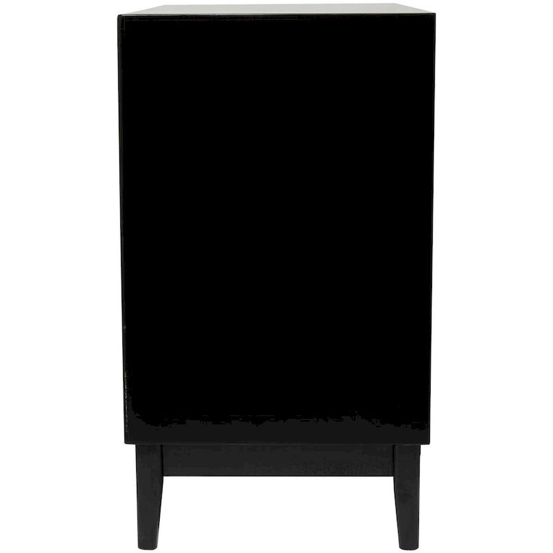 Wood Cabinet with 3 Cane Front Drawers and Gold Handles Fully Assembled