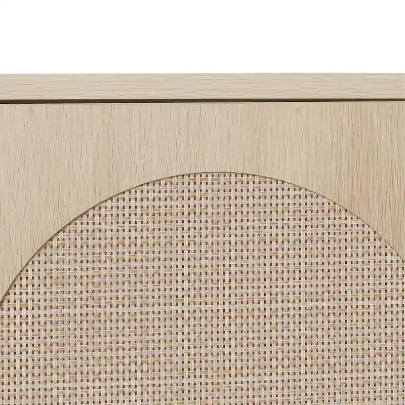 Freestanding Corner Cabinet with Rattan Door and Adjustable Shelf