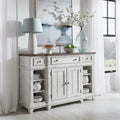 Pine Wood Breakfront Server Cabinet with Soft Close Drawers and Wine Storage 66 in.