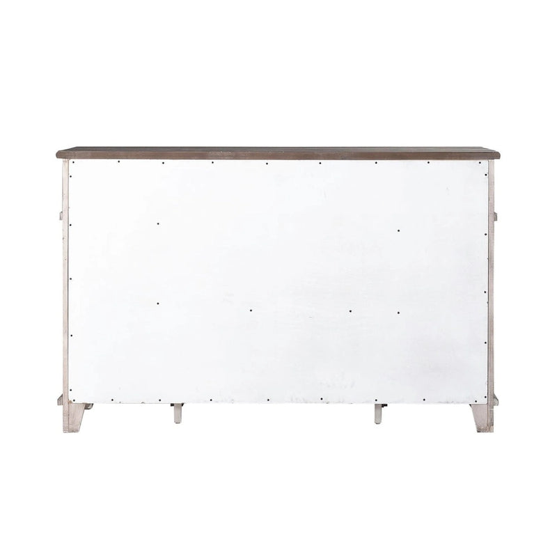 Pine Wood Breakfront Server Cabinet with Soft Close Drawers and Wine Storage 66 in.