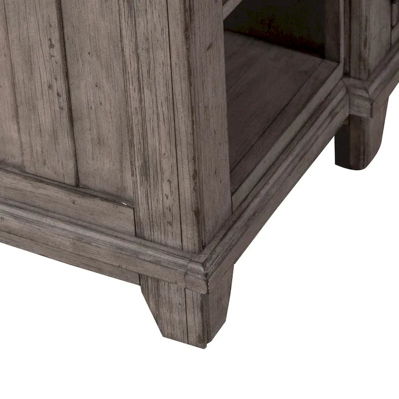 Pine Wood Breakfront Server Cabinet with Soft Close Drawers and Wine Storage 66 in.