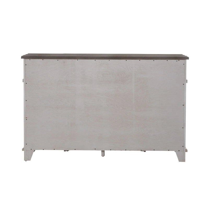 Pine Wood Breakfront Server Cabinet with Soft Close Drawers and Wine Storage 66 in.