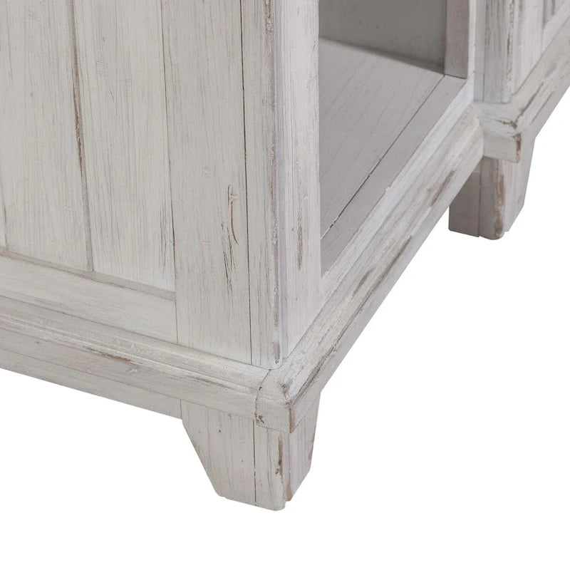 Pine Wood Breakfront Server Cabinet with Soft Close Drawers and Wine Storage 66 in.