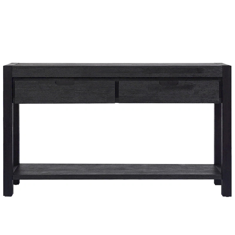 Console Table for Hallway with 2 Drawers and Bottom Shelf Acacia Wood Veneer