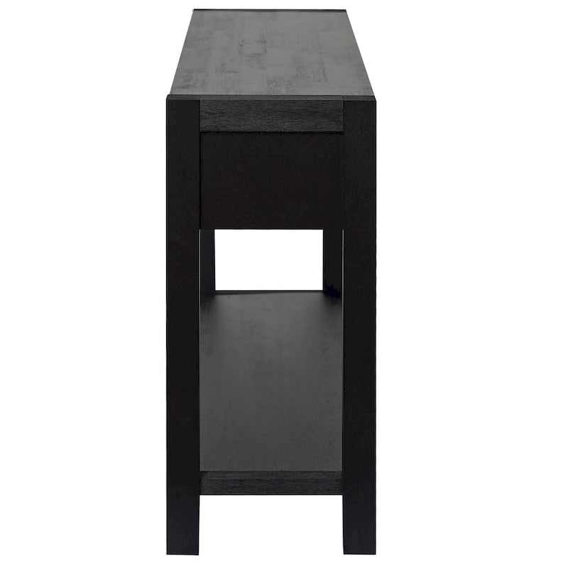 Console Table for Hallway with 2 Drawers and Bottom Shelf Acacia Wood Veneer