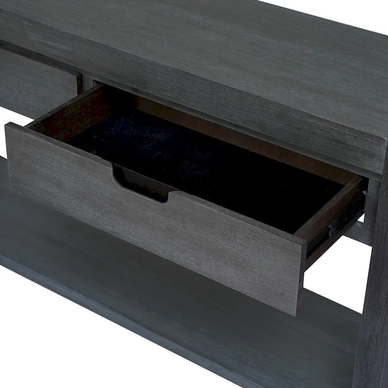 Console Table for Hallway with 2 Drawers and Bottom Shelf Acacia Wood Veneer