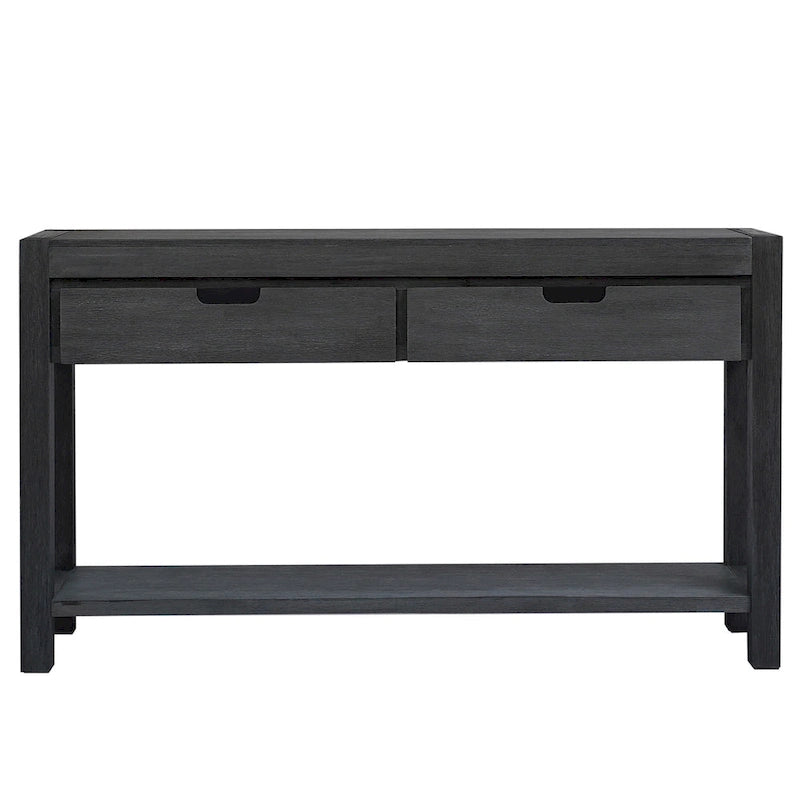 Console Table for Hallway with 2 Drawers and Bottom Shelf Acacia Wood Veneer