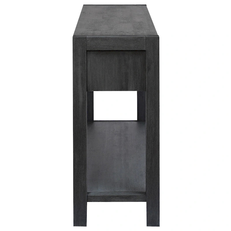 Console Table for Hallway with 2 Drawers and Bottom Shelf Acacia Wood Veneer