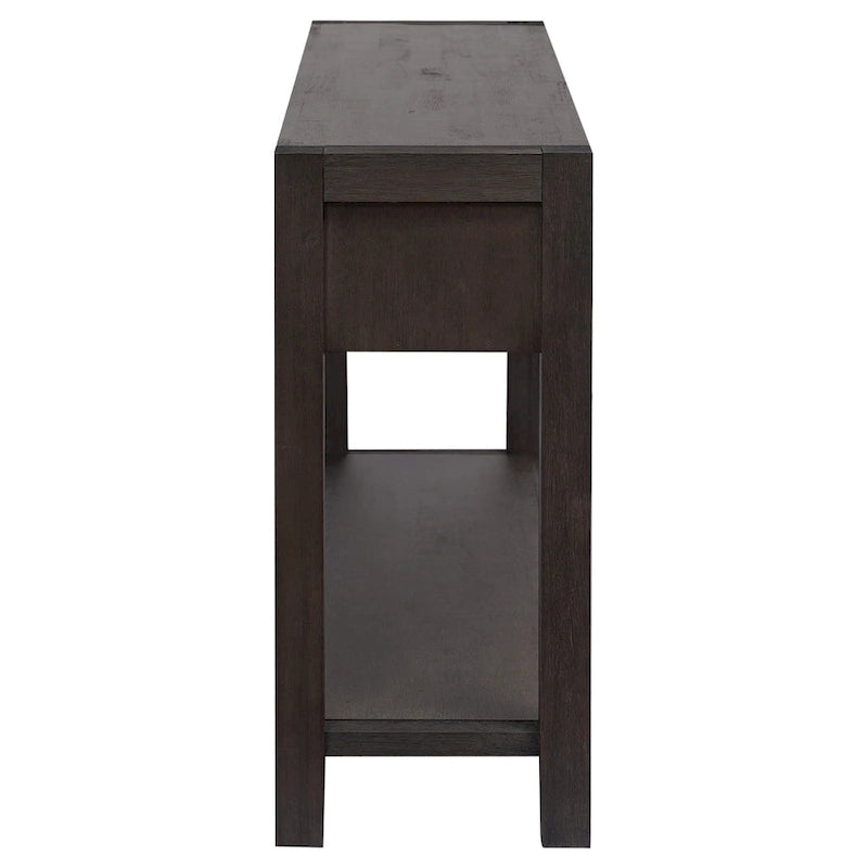 Console Table for Hallway with 2 Drawers and Bottom Shelf Acacia Wood Veneer