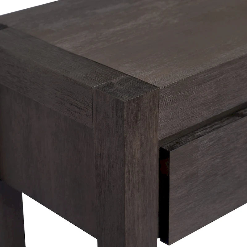 Console Table for Hallway with 2 Drawers and Bottom Shelf Acacia Wood Veneer