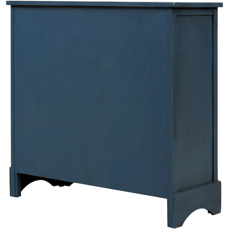 Solid Wood Cabinet with 2 Drawers and 4 Rattan Baskets No Assembly Required
