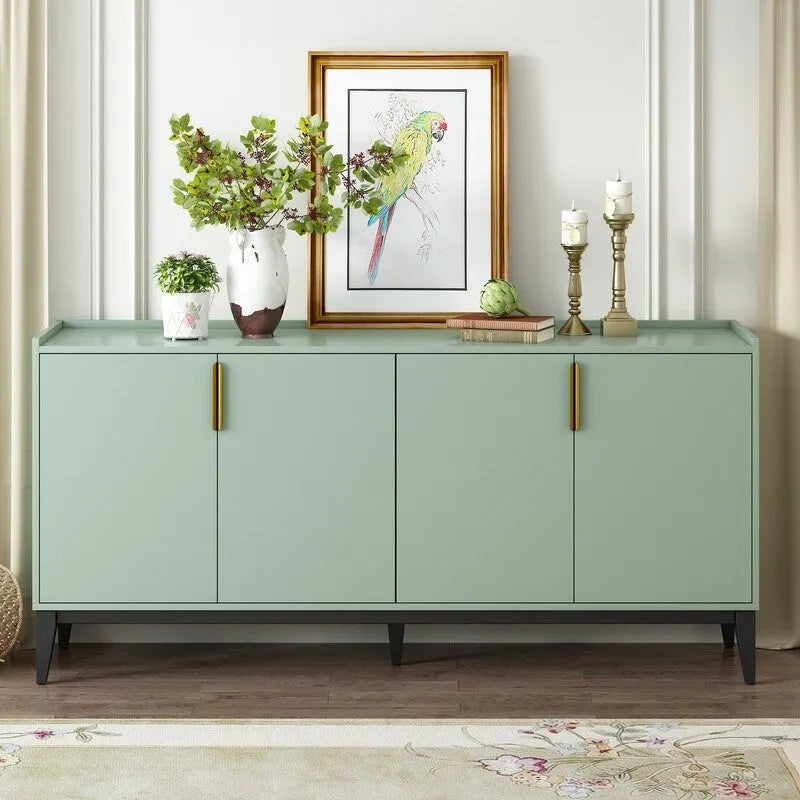 Wooden Sideboard Cabinet with 4 Doors and Adjustable Shelf for Living Room