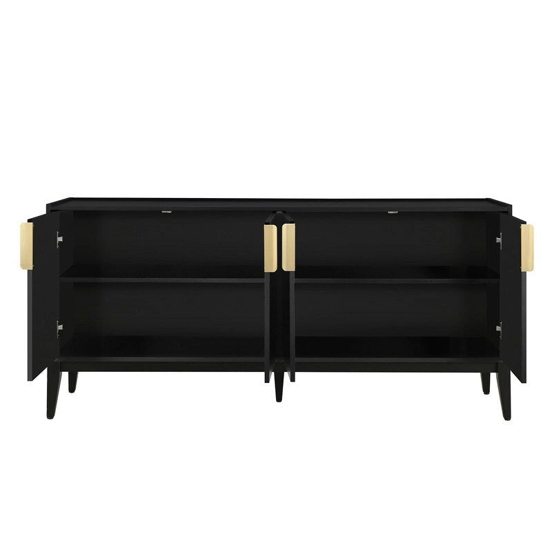 Wooden Sideboard Cabinet with 4 Doors and Adjustable Shelf for Living Room