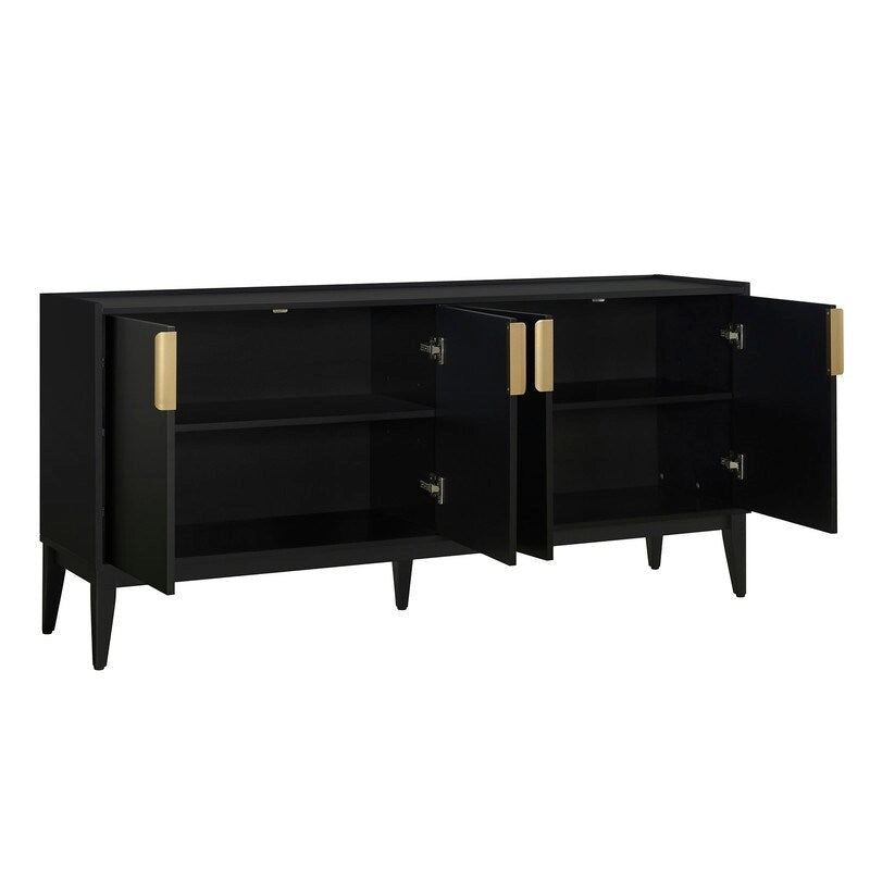Wooden Sideboard Cabinet with 4 Doors and Adjustable Shelf for Living Room