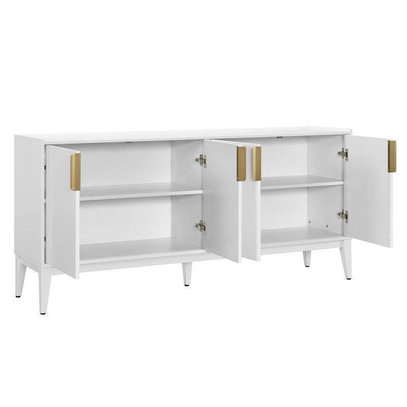 Wooden Sideboard Cabinet with 4 Doors and Adjustable Shelf for Living Room