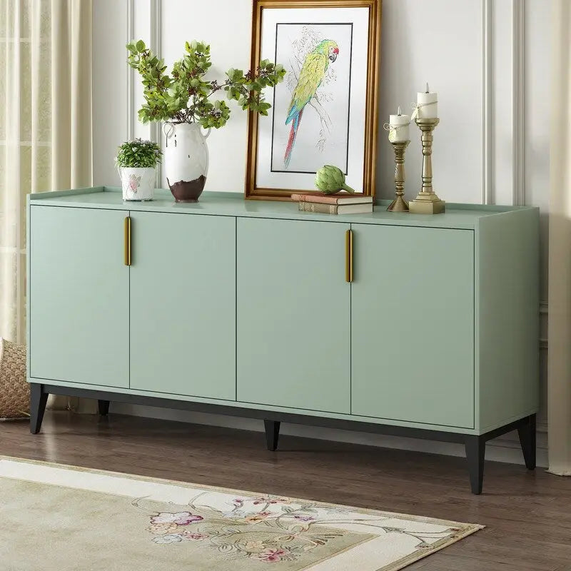 Wooden Sideboard Cabinet with 4 Doors and Adjustable Shelf for Living Room