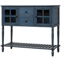 Retro Sideboard Console Table with Glass Cabinets Drawers and Bottom Shelf 42 in.