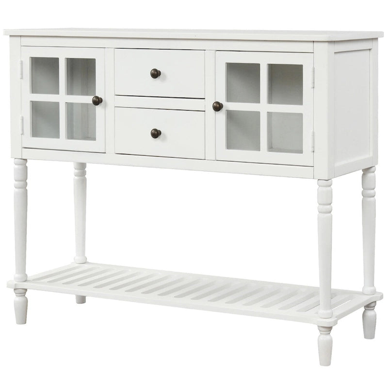Retro Sideboard Console Table with Glass Cabinets Drawers and Bottom Shelf 42 in.