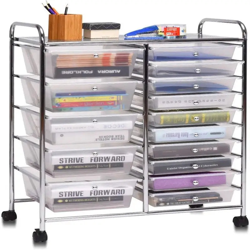 15 Drawer Rolling Storage Cart with Wheels and Brake Lock