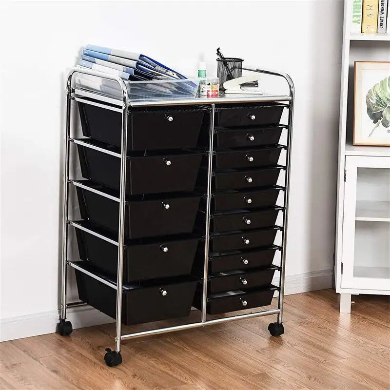 15 Drawer Rolling Storage Cart with Wheels and Brake Lock