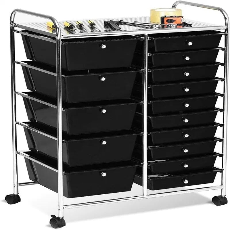 15 Drawer Rolling Storage Cart with Wheels and Brake Lock