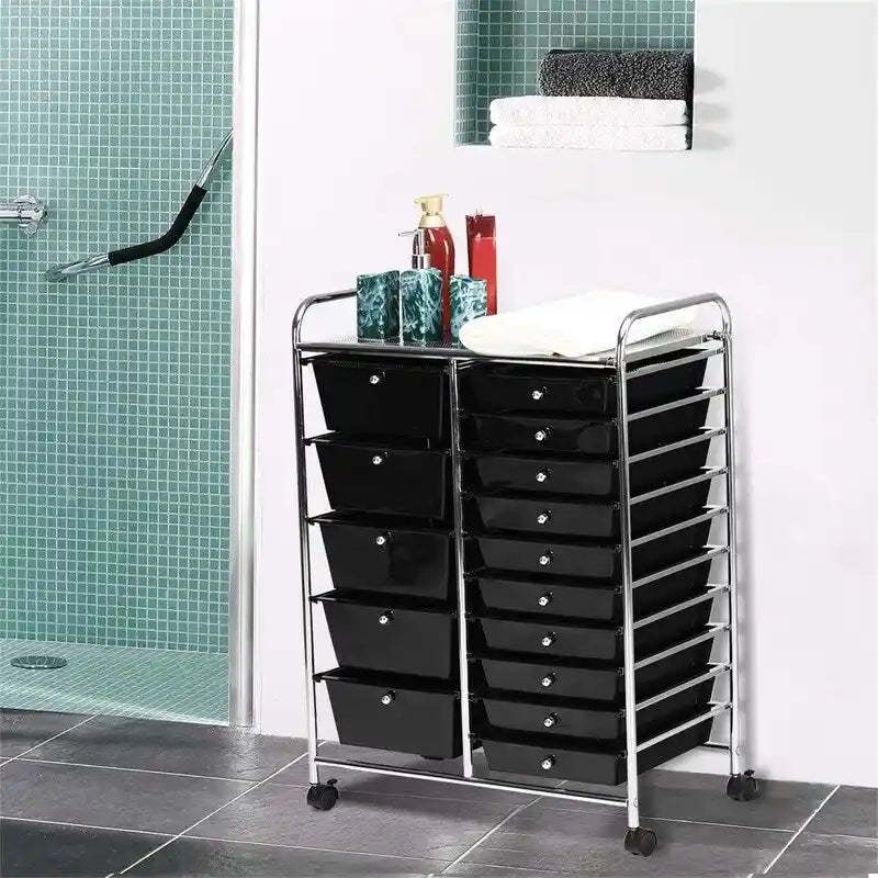 15 Drawer Rolling Storage Cart with Wheels and Brake Lock