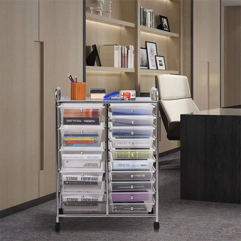 15 Drawer Rolling Storage Cart with Wheels and Brake Lock