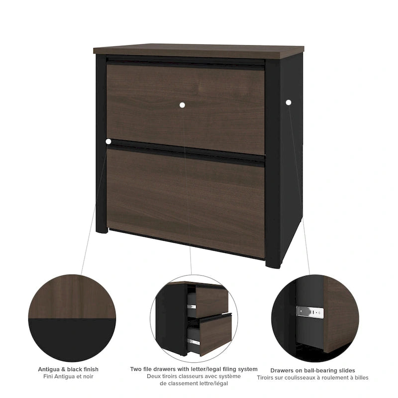 2 Drawer Lateral File Cabinet with Ball Bearing Slides Legal Letter A4 Size 31W in.