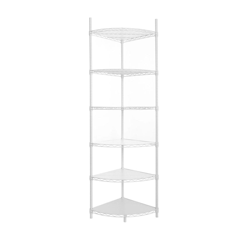 6 Tier Corner Wire Shelf Rack Adjustable with Waterproof Shelf Liners