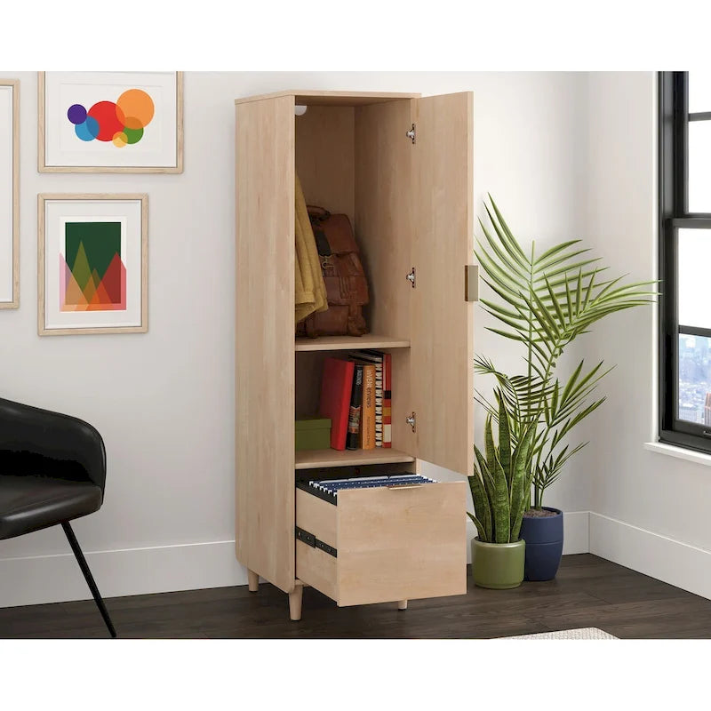 Vertical Storage Cabinet with File Drawer and Adjustable Shelf