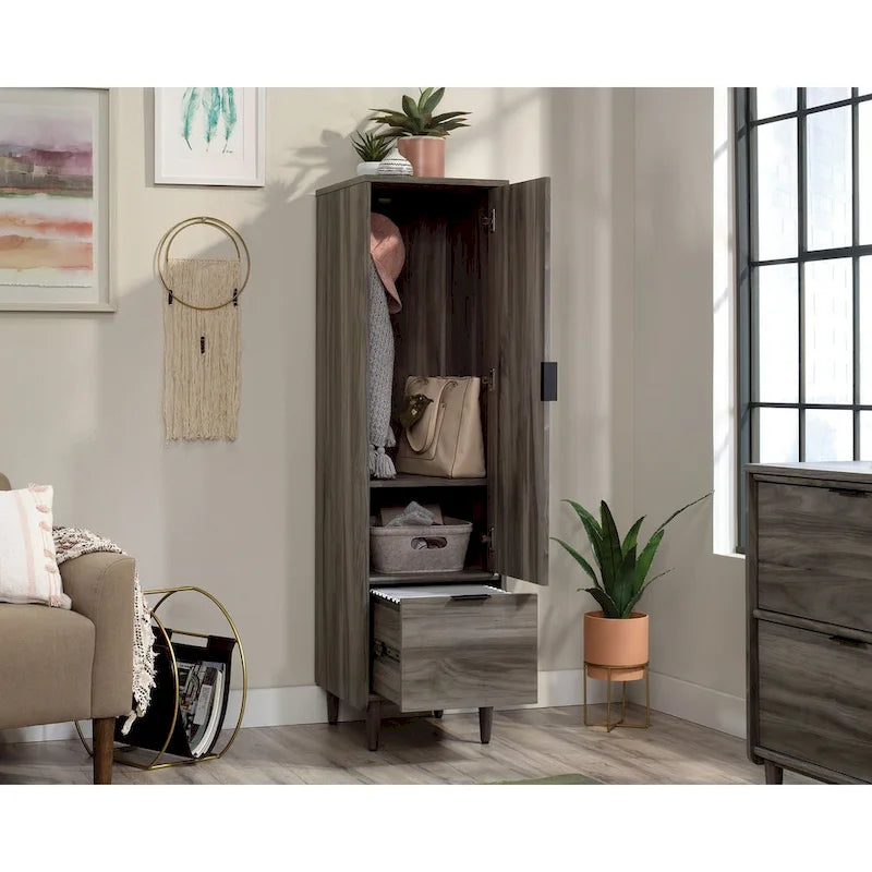 Vertical Storage Cabinet with File Drawer and Adjustable Shelf