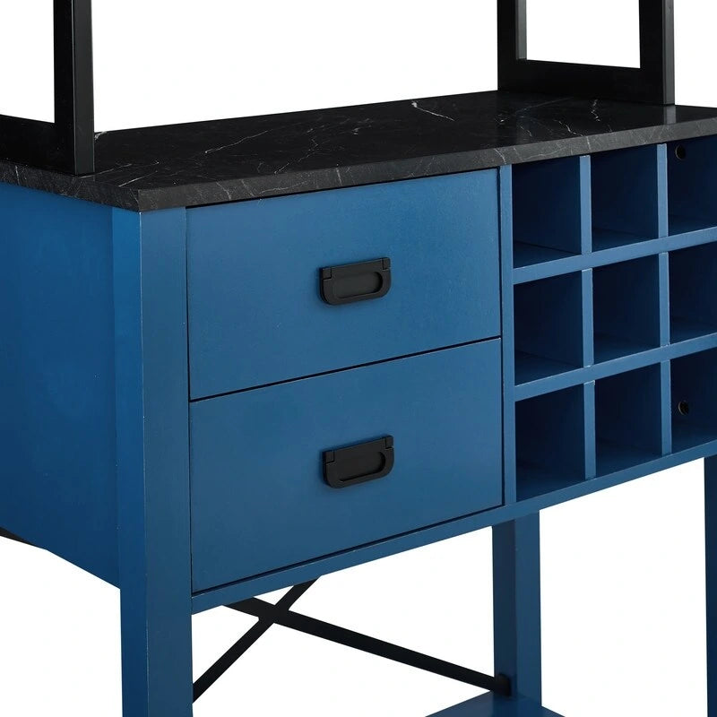 Wood Buffet Bar Cabinet with Wine Rack Holds up to 9 Bottles 32 in.
