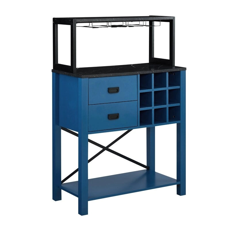 Wood Buffet Bar Cabinet with Wine Rack Holds up to 9 Bottles 32 in.