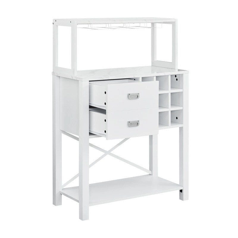 Wood Buffet Bar Cabinet with Wine Rack Holds up to 9 Bottles 32 in.