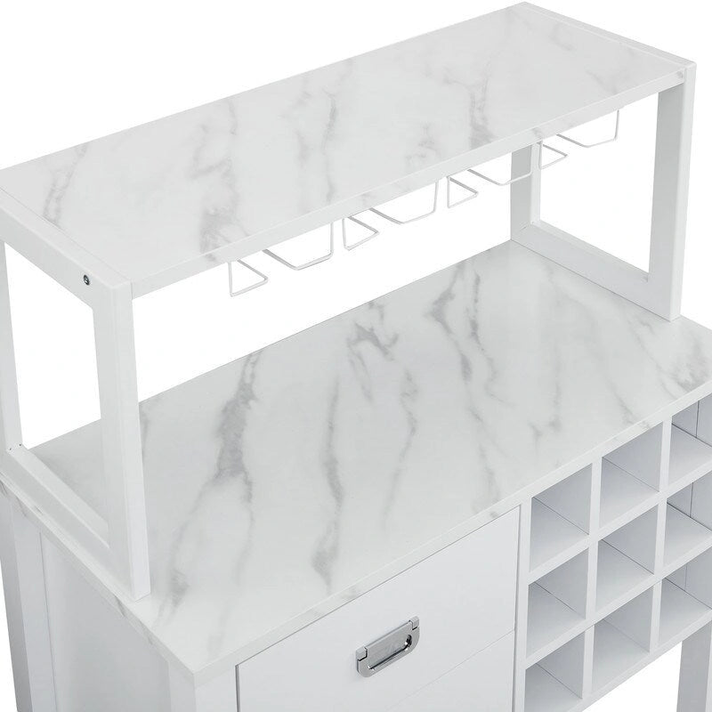 Wood Buffet Bar Cabinet with Wine Rack Holds up to 9 Bottles 32 in.